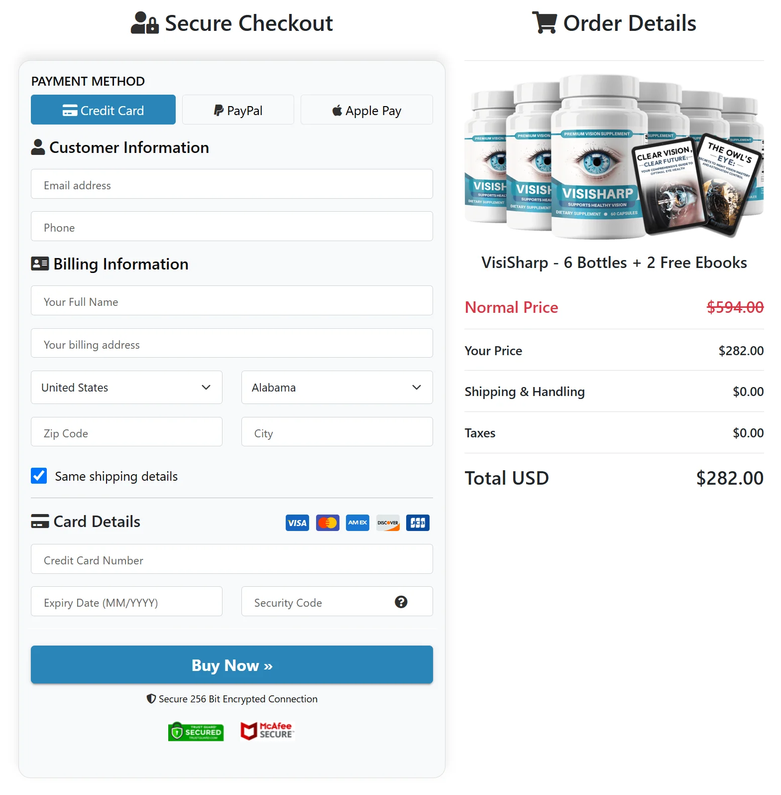VisiSharp Order Page